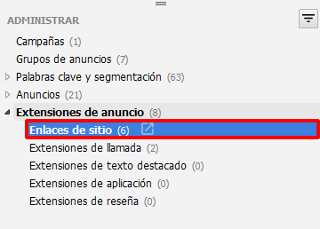 Extensiones de anuncio con Google Ads Editor