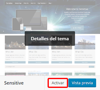 Activar tema de WordPress