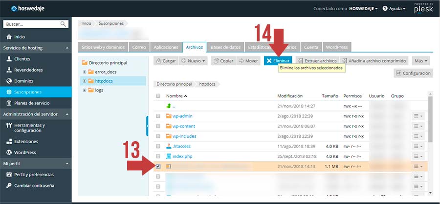 Eliminar backup de la base de datos