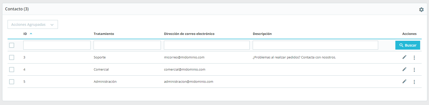 formulario de contacto PrestaShop