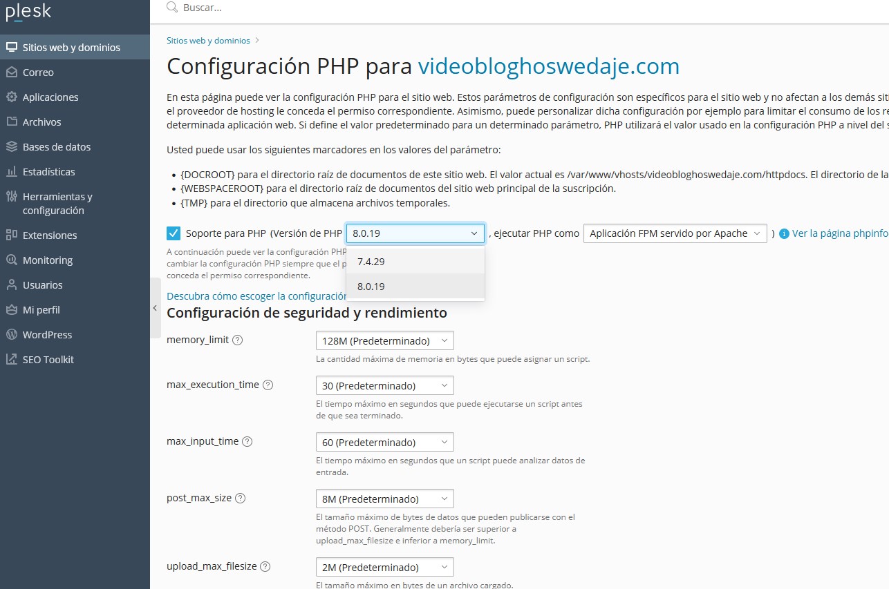 actualizar PHP