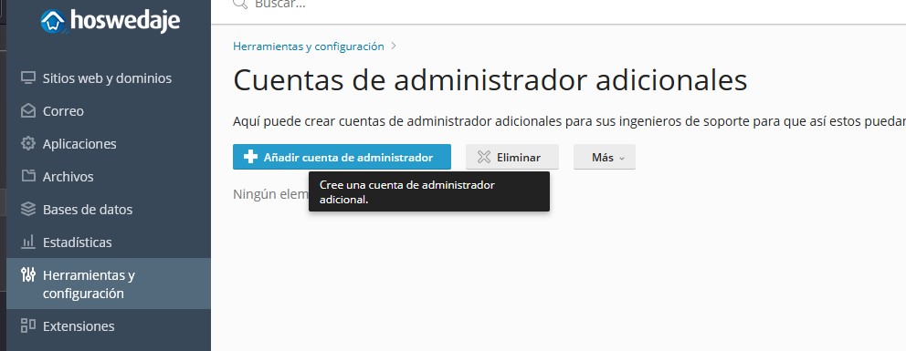 cuentas de administador adicionales en plesk 