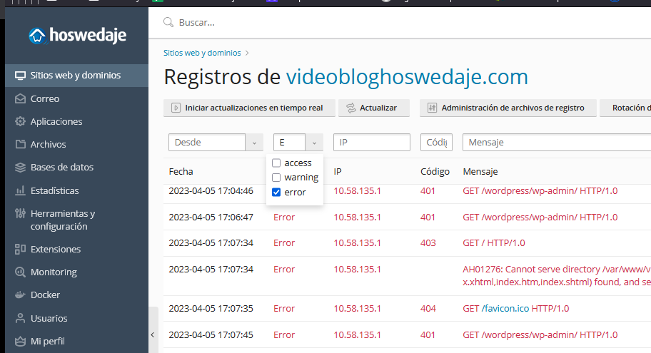 Registros del videoblog