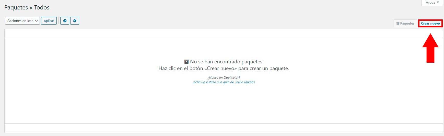 crear nuevo paquete wordpress