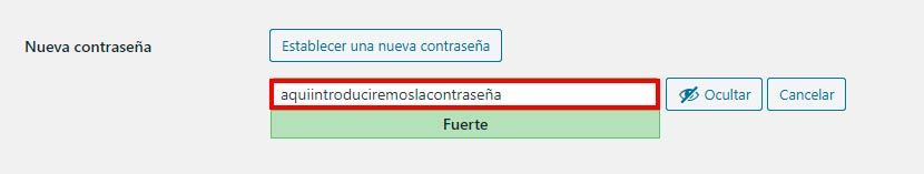 cambiar contraseña en wordpress