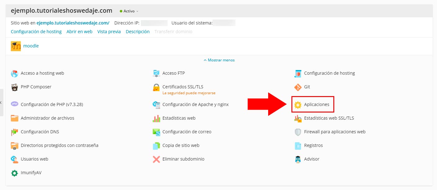 versión de moodle