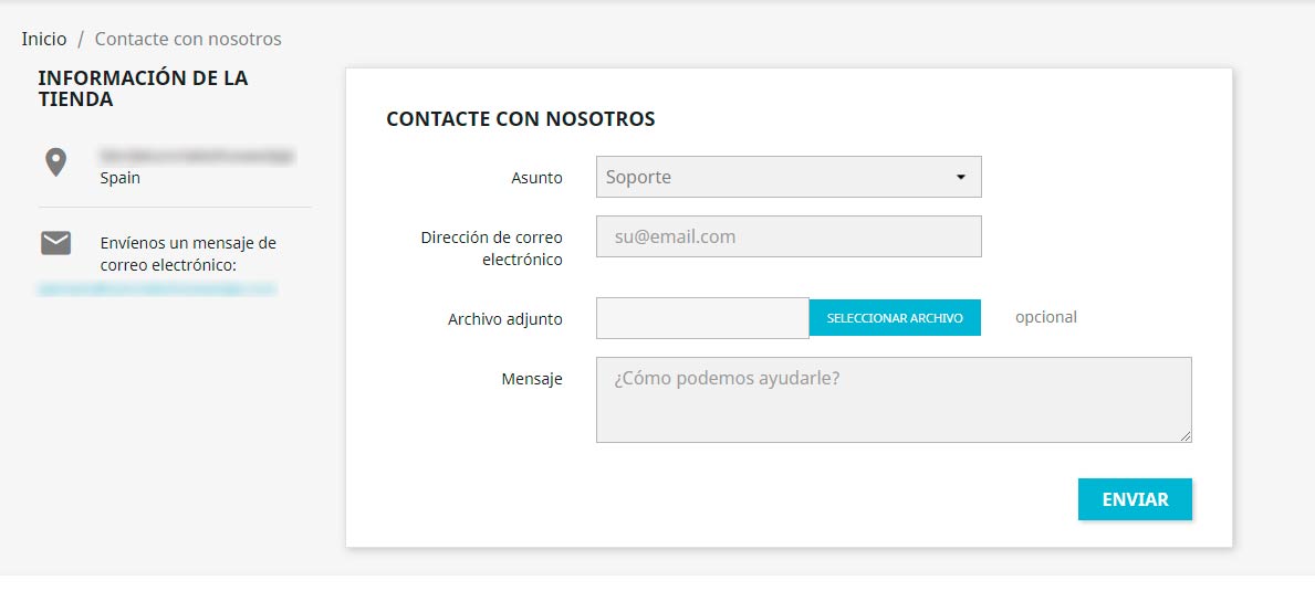 formulario de contacto PrestaShop