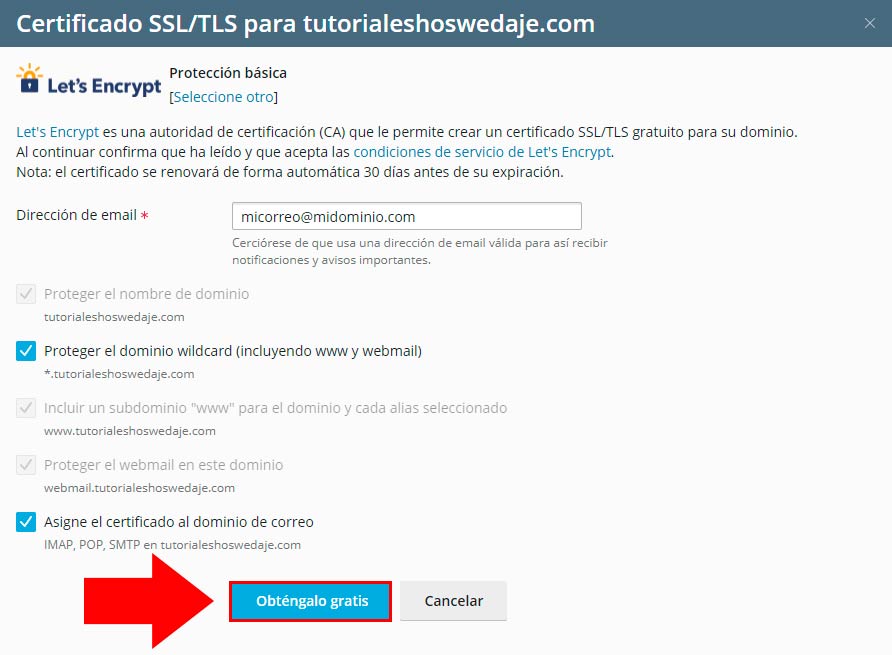 Certificado SSL en plesk