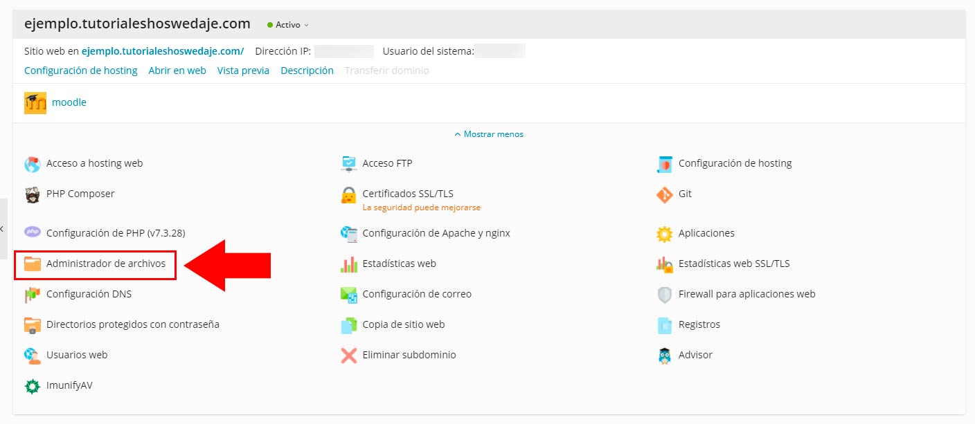 versión de moodle