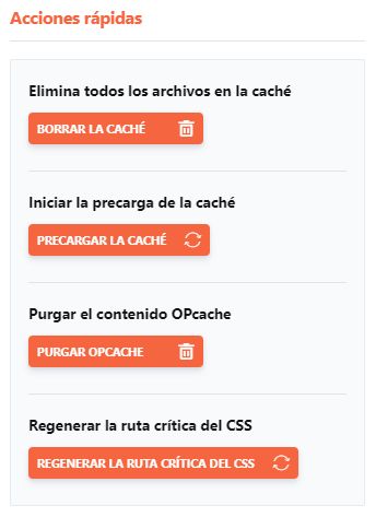 Acciones Rápidas WP Rocket