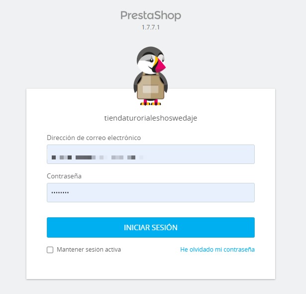 iniciar sesión en prestashop