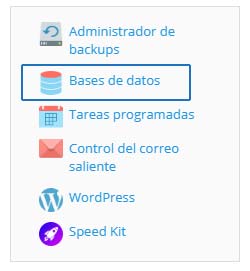 Panel de hosting - Base de datos