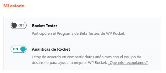 Mi estado WP Rocket